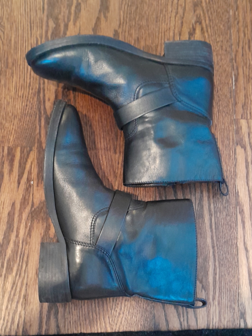 Tory Burch "Bennie" Black Leather Moto Ankle Boots - Women 7M, Buckle - Picture 4 of 15